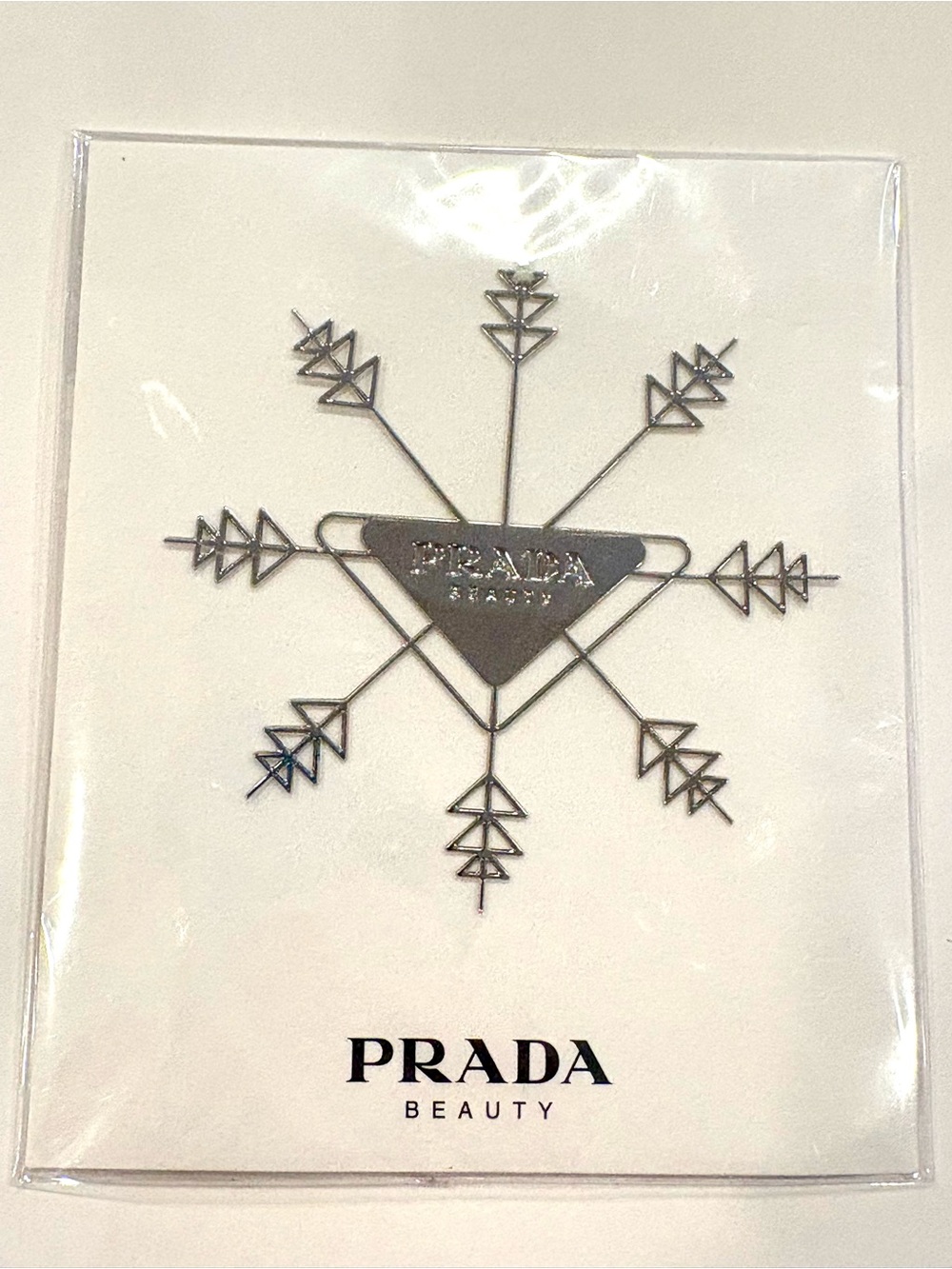 Prada Beauty silver tone Snowflake Christmas Ornament NIB - Picture 3 of 4